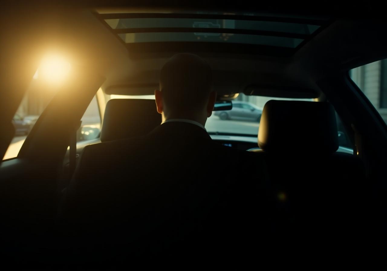 Chauffeur driving at night